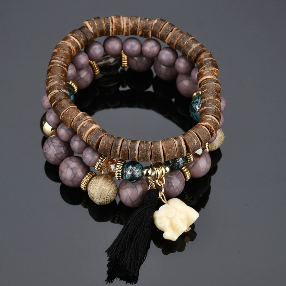 *DANIELLA* Purple x Brown Elephant Bracelet